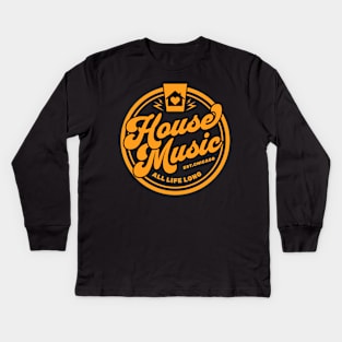 HOUSE MUSIC  - Circle Heart House Logo (Orange) Kids Long Sleeve T-Shirt